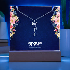 Graduation Cap Name Necklace & Keepsake Acrylic Bundle