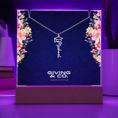 Graduation Cap Name Necklace & Keepsake Acrylic Bundle